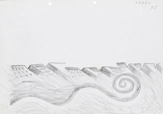 Kurt Hüpfner, Stadt, 1995, Bleistift auf Papier, 21 × 29,7 cm, Privatbesitz, Wien