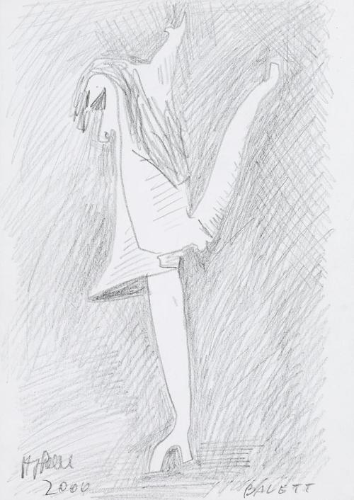 Kurt Hüpfner, "Balett", 2000, Bleistift auf Papier, 29,7 × 21 cm, Privatbesitz, Wien