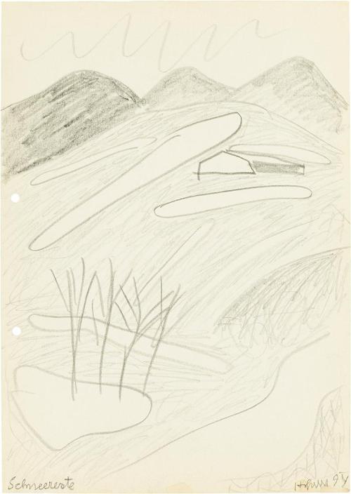 Kurt Hüpfner, Schneereste, 1994, Bleistift auf ungebleichtem Papier, 29,7 × 21 cm, Privatbesitz ...