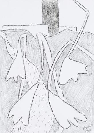 Kurt Hüpfner, Ohne Titel, 2002, Bleistift und schwarze Kreide auf Papier, 29,7 × 21 cm, Privatb ...
