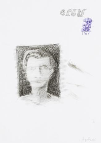 Kurt Hüpfner, Ohne Titel, um 2000, Schwarze Kreide auf Papier, 29,7 × 21 cm, Privatbesitz, Wien