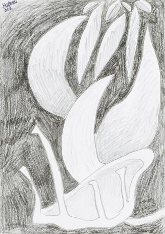 Kurt Hüpfner, Ohne Titel, 2002, Bleistift und schwarze Keide auf Papier, 29,7 × 21 cm, Privatbe ...