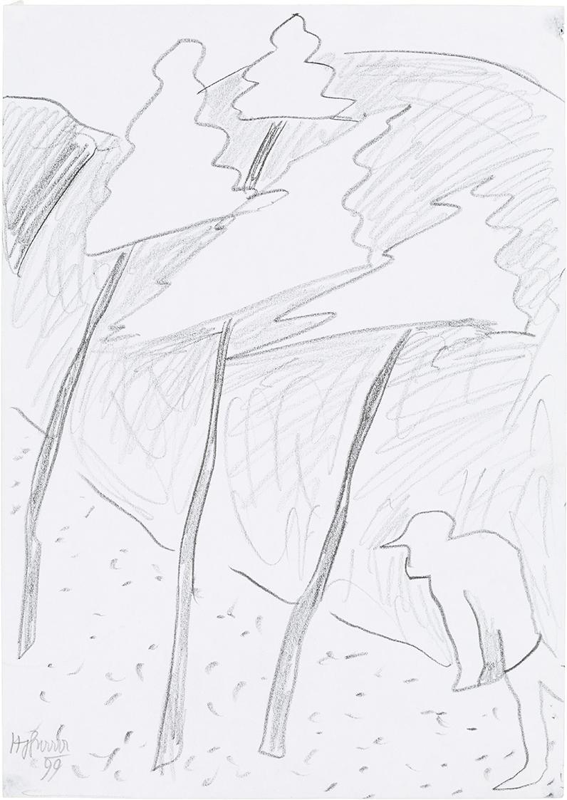 Kurt Hüpfner, Ohne Titel, 1999, Bleistift auf Papier, 29,7 × 21 cm, Privatbesitz, Wien