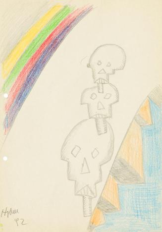 Kurt Hüpfner, Ohne Titel, 1992, Bleistift und Buntstift auf ungebleichtem Papier, 29,8 × 21 cm, ...
