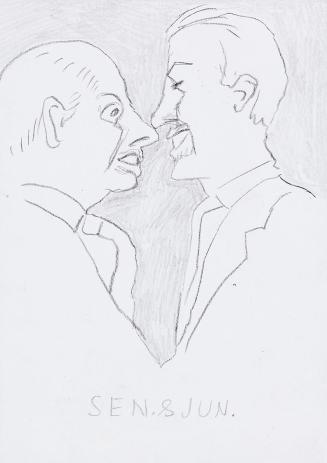 Kurt Hüpfner, "SEN. & JUN.", um 2010, Bleistift auf Papier, 29,7 × 21 cm, Privatbesitz, Wien