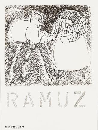Kurt Hüpfner, Ramuz, Novellen, Einbandentwurf, 1958, Feder in Tusche auf Papier, kaschiert auf  ...