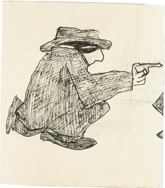 Kurt Hüpfner, Ohne Titel, um 1961, Tusche auf Karton, 23,8 × 21 cm, Privatbesitz, Wien