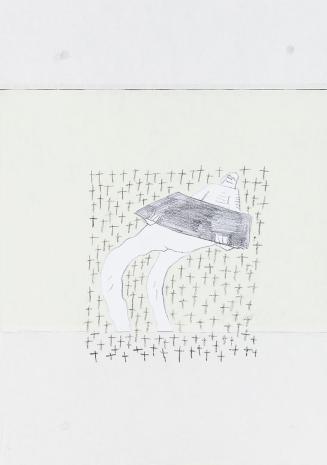 Kurt Hüpfner, Ohne Titel, 1998, Bearbeitete Kopie, kaschiert auf Papier, schwarze Kreide, Klebe ...