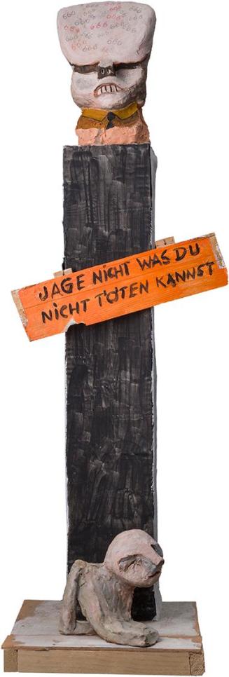 Kurt Hüpfner, Jage nicht was du nicht töten kannst, um 2010, Holz, Gips, Terrakotta, Pigmentfar ...