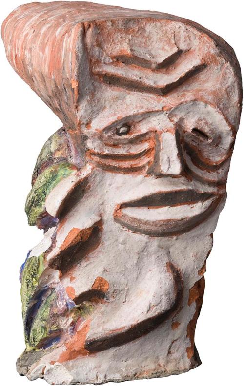 Kurt Hüpfner, Ohne Titel, nach 1994, Terrakotta, Engobe, Gips, Pigmentarbe, Öl, 25 × 15 × 9 cm, ...