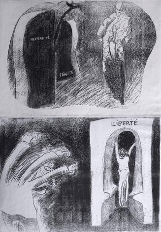 Kurt Hüpfner, Liberté, Fraternité, Egalité, um 2000, Kopien, Klebetechnik, 58,3 × 42 cm, Privat ...
