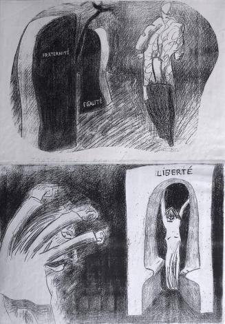 Kurt Hüpfner, Liberté, Fraternité, Egalité, um 2000, Kopien, Klebetechnik, 58,3 × 42 cm, Privat ...