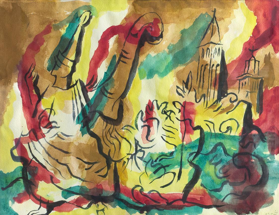 Alfred Wickenburg, Motiv aus Venedig, 1957, Aquarell auf Papier, Privatbesitz, Graz