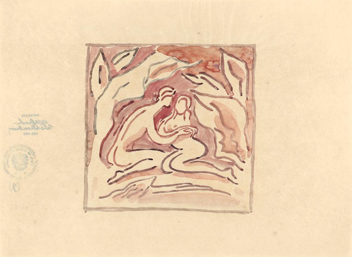 Alfred Wickenburg, Liebespaar, 1919, Aquarell auf Transparentpapier, Blattmaße: 24,6 x 33,5 cm, ...