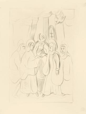 Alfred Wickenburg, Sposalizio, um 1945, Bleistift auf braunem Papier, Blattmaße: 34,1 x 25,8 cm ...