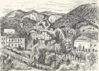 Alfred Wickenburg, Montegrotto, 1961, Kohle auf Papier, Blattmaße: 27 x 37 cm, Leihgabe aus Pri ...