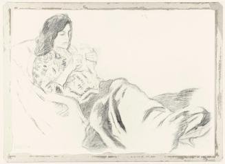 Alfred Wickenburg, Mela Spira mit Handarbeit, 1933, Kohle auf Papier, Leihgabe aus Privatbesitz ...