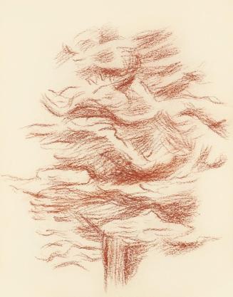 Alfred Wickenburg, Baumstudie, um 1945, Rötel auf Papier, Blattmaße: 19,5 × 14,8 cm, Leihgabe a ...