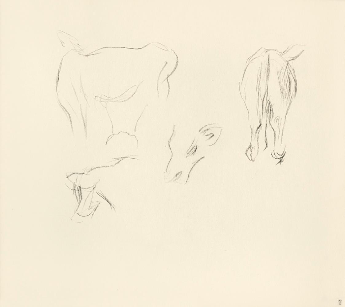 Alfred Wickenburg, Tierskizzen, 1940/1944, Kreide auf Papier, 22 × 25,4 cm, Belvedere, Wien, In ...