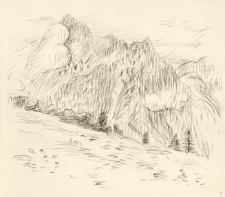Alfred Wickenburg, Gebirgslandschaft mit Alm, 1940/1944, Kreide, Bleistift auf Papier, 22 × 25, ...
