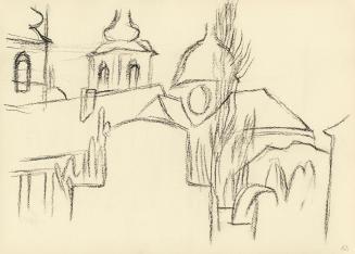 Alfred Wickenburg, Kirchenarchitektur, 1945/1950, Kohle auf Papier, 21 × 29,5 cm, Belvedere, Wi ...