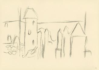 Alfred Wickenburg, Architekturstudie, 1945/1950, Kohle auf Papier, 21 × 29,5 cm, Belvedere, Wie ...