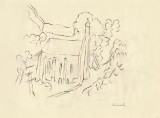 Alfred Wickenburg, Heiligblutkirche Friesach, 1950, Kohle auf Papier, 21 × 29,7 cm, Belvedere,  ...