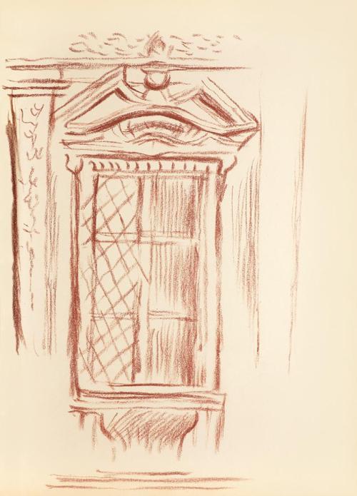 Alfred Wickenburg, Studie eines Fensters, um 1945, Umbrastift auf Papier, Blattmaße: 29,8 × 20, ...