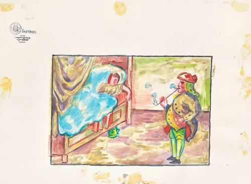 Alfred Wickenburg, Illustration zur Jobsiade: Die Eltern des Hieronimus, 1963, Aquarell auf Pap ...