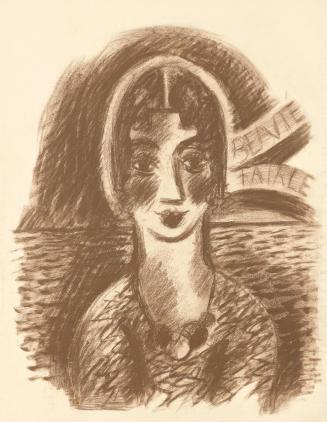 Alfred Wickenburg, Beauté Fatale, 1934, Umbrastift auf Papier, 62 × 48,3 cm, Leihgabe aus Priva ...