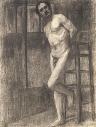 Alfred Wickenburg, Stehender Akt, 1909, Kohle auf Papier, Blattmaße: 63,4 x 48,5 cm, Leihgabe a ...