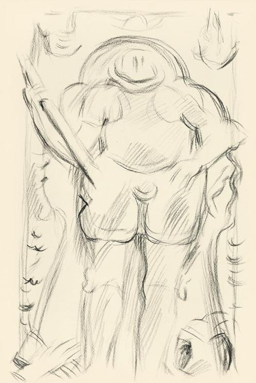 Alfred Wickenburg, Stehende menschliche Figur, 1943, Kohle auf Papier, Blattmaße: 29 × 19 cm, L ...