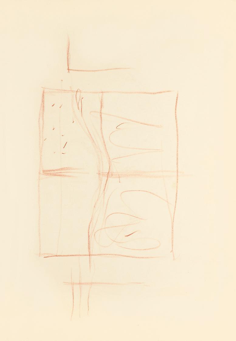 Alfred Wickenburg, Skizze, 1938, Rötel auf Transparentpapier, Blattmaße: 21 × 30 cm, Leihgabe a ...