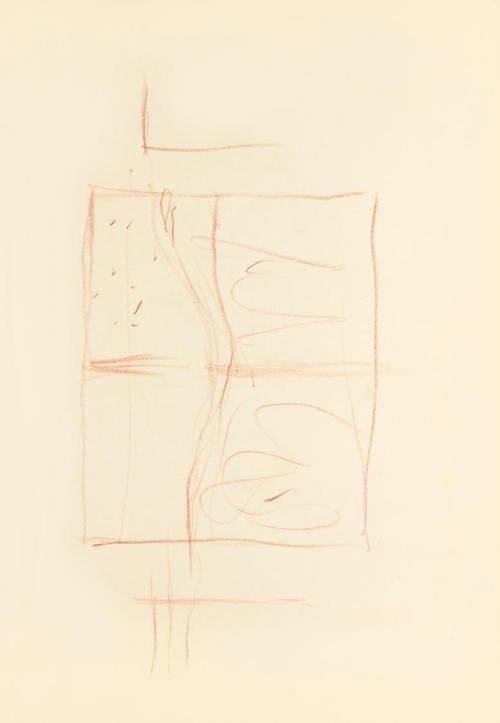 Alfred Wickenburg, Skizze, 1938, Rötel auf Transparentpapier, Blattmaße: 21 × 30 cm, Leihgabe a ...