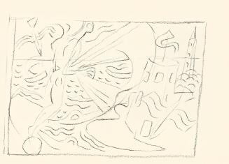Alfred Wickenburg, Studie zu Dogana del mare, 1954/1955, Kohle auf Papier, Blattmaße: 21,1 × 30 ...