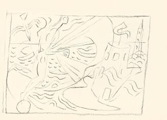 Alfred Wickenburg, Studie zu Dogana del mare, 1954/1955, Kohle auf Papier, Blattmaße: 21,1 × 30 ...