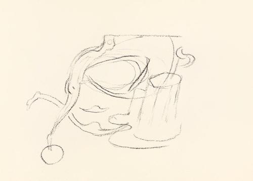 Alfred Wickenburg, Studie zu Dogana del mare, 1954/1955, Kohle auf Papier, Blattmaße: 21,1 × 30 ...