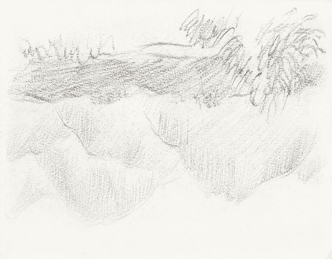 Alfred Wickenburg, Berglandschaft, 1940/1945, Bleistift auf Papier, Blattmaße: 14 × 18 cm, Leih ...