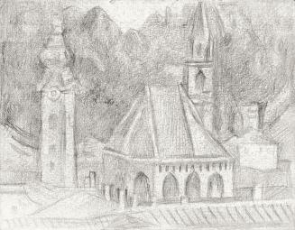 Alfred Wickenburg, Kirchendach, 1940/1945, Bleistift auf Papier, Blattmaße: 14 × 18 cm, Leihgab ...