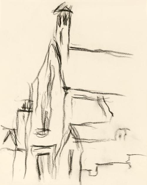 Alfred Wickenburg, Architekturskizze, um 1950, Kohle auf Transparentpapier, Blattmaße: 19 × 15  ...