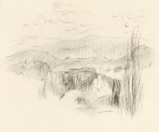 Alfred Wickenburg, Berglandschaft, um 1950, Kohle auf Transparentpapier, Blattmaße: 15 × 19 cm, ...