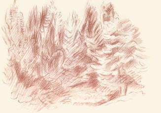 Alfred Wickenburg, Wald, 1944, Rötel auf Papier, Blattmaße: 22,6 × 32 cm, Leihgabe aus Privatbe ...