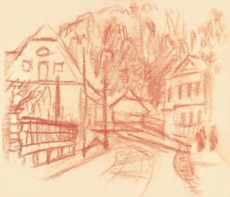 Alfred Wickenburg, Blick in eine Straße, 1935/1940, Rötel auf Papier, Blattmaße: 17,4 × 20,1 cm ...