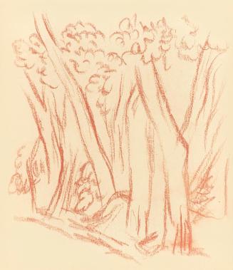 Alfred Wickenburg, Baumstudien, 1935/1940, Rötel auf Papier, Blattmaße: 20,1 × 17,4 cm, Leihgab ...