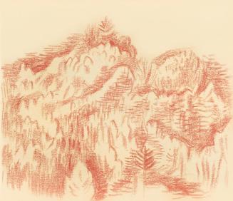 Alfred Wickenburg, Berge und Wald, 1935/1940, Rötel auf Papier, Blattmaße: 17,4 × 20,1 cm, Leih ...