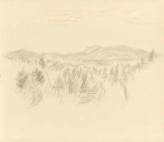 Alfred Wickenburg, Wald vor Berglandschaft, 1935/1940, Bleistift auf Papier, Blattmaße: 17,4 ×  ...