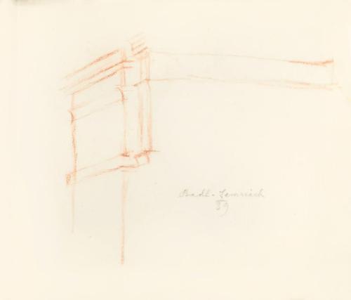 Alfred Wickenburg, Architekturdetail, 1939, Rötel auf Transparentpapier, Blattmaße: 17,9 × 22,9 ...