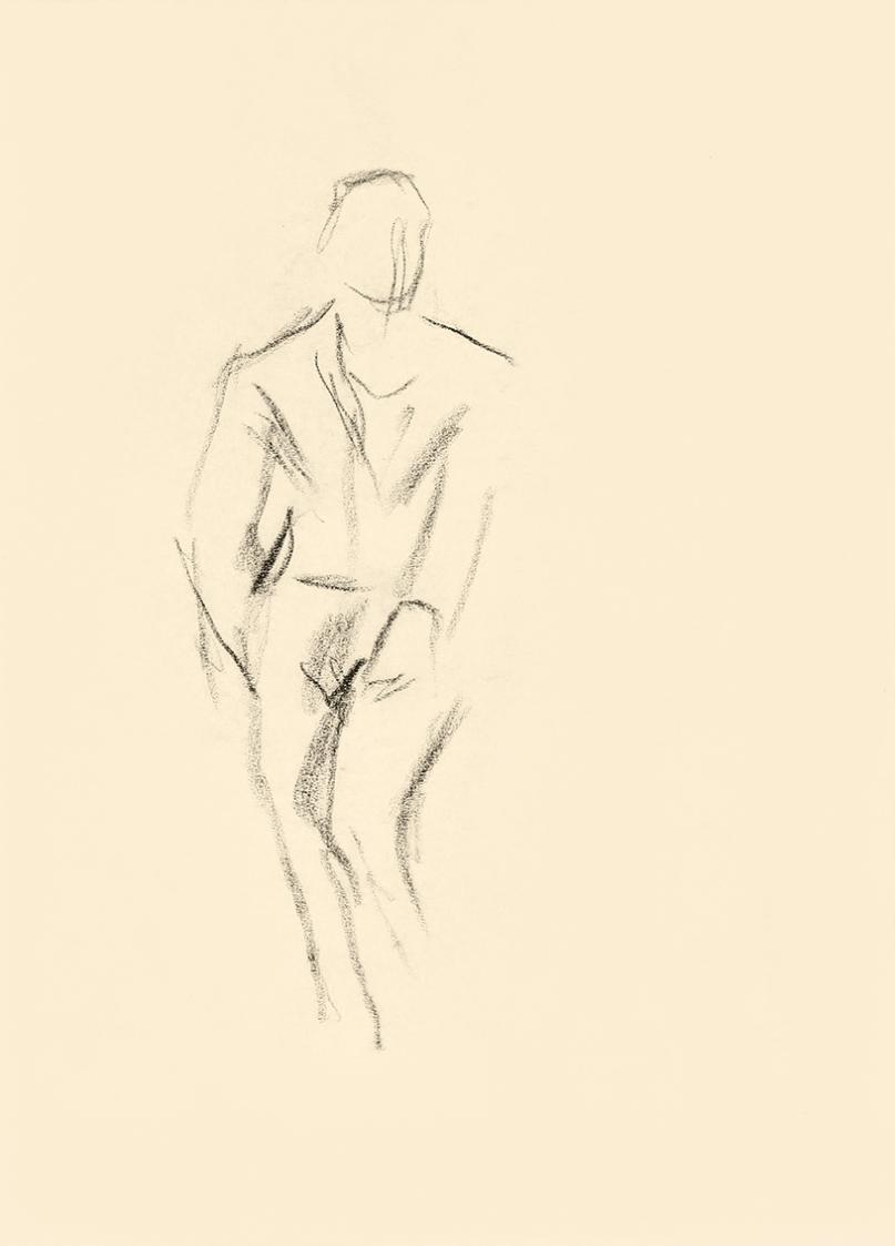 Alfred Wickenburg, Personenstudie, um 1935, Kohle auf Transparentpapier, Blattmaße: 20,9 × 14,8 ...