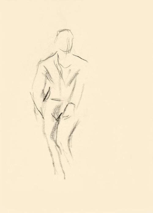 Alfred Wickenburg, Personenstudie, um 1935, Kohle auf Transparentpapier, Blattmaße: 20,9 × 14,8 ...