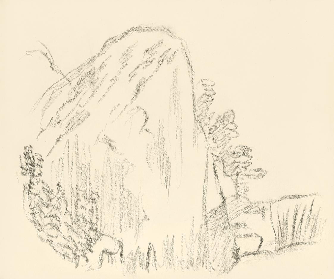 Alfred Wickenburg, Studie eines Felsen, 1938, Graphit auf Papier, Blattmaße: 19 × 23 cm, Leihga ...